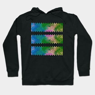 Colourful Zigzag Blue and Green Silhouette Digital Art Hoodie